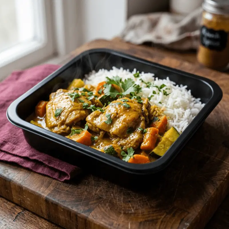 Colombo de poulet et riz basmati cuisinés par La Bavette du Boucher à Grenoble